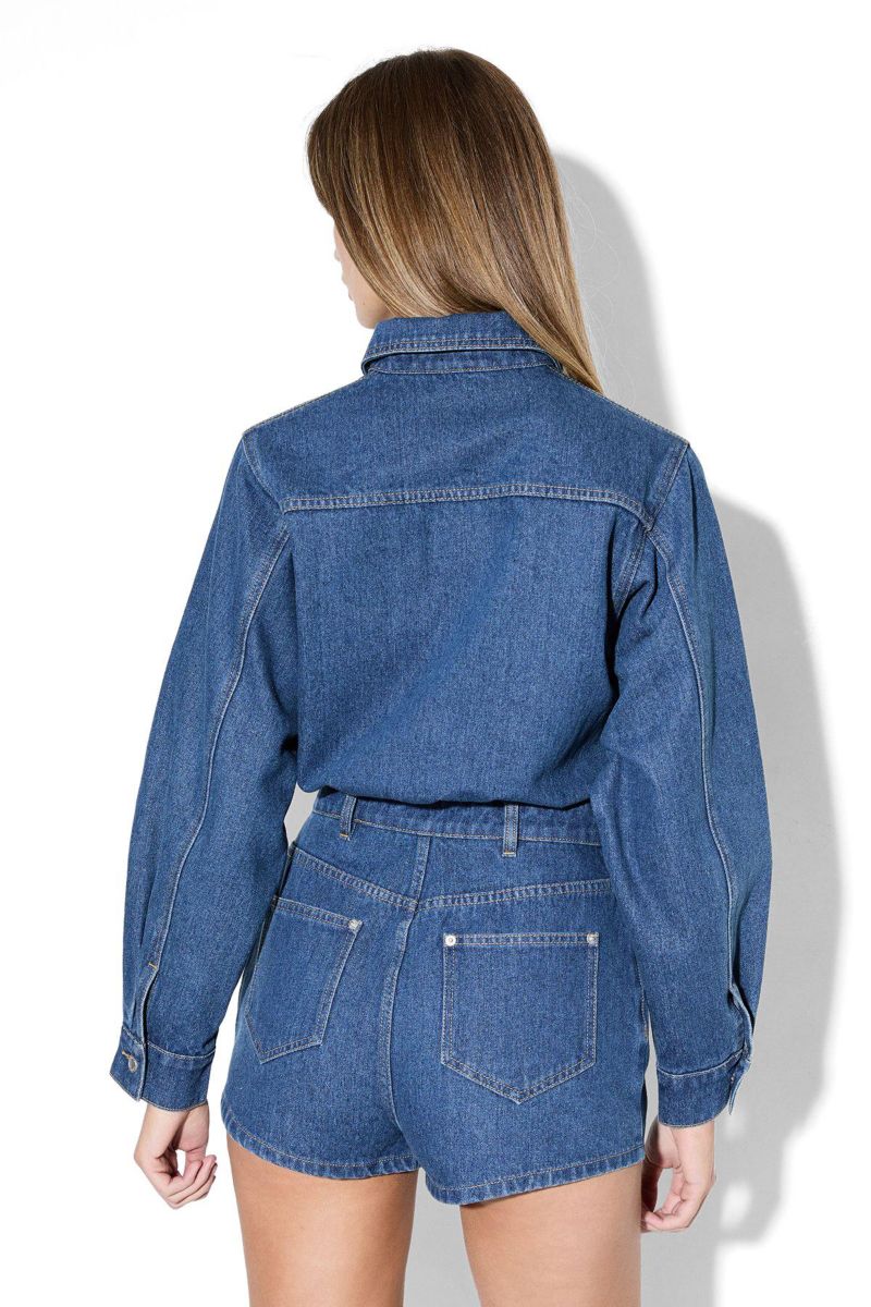 Women's Structured Shoulder Denim Playsuit