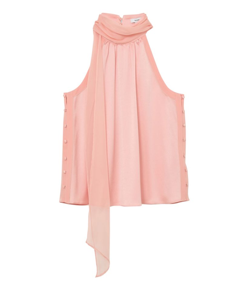 Women's Andrea Satin Sleeveless Scarf-Neck Top