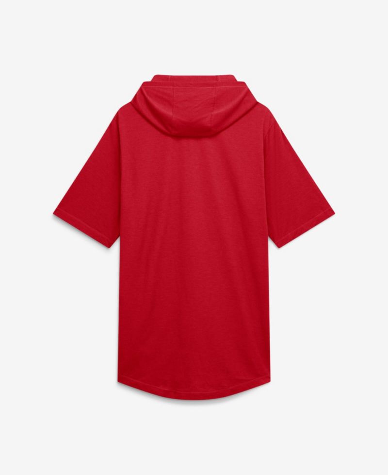 Men's Red Cincinnati Reds Arched Wordmark Tri-Blend Hooded T-Shirt