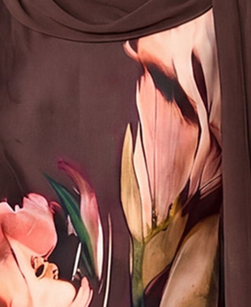Mani Satin Floral Cowl-Neck Mini Dress