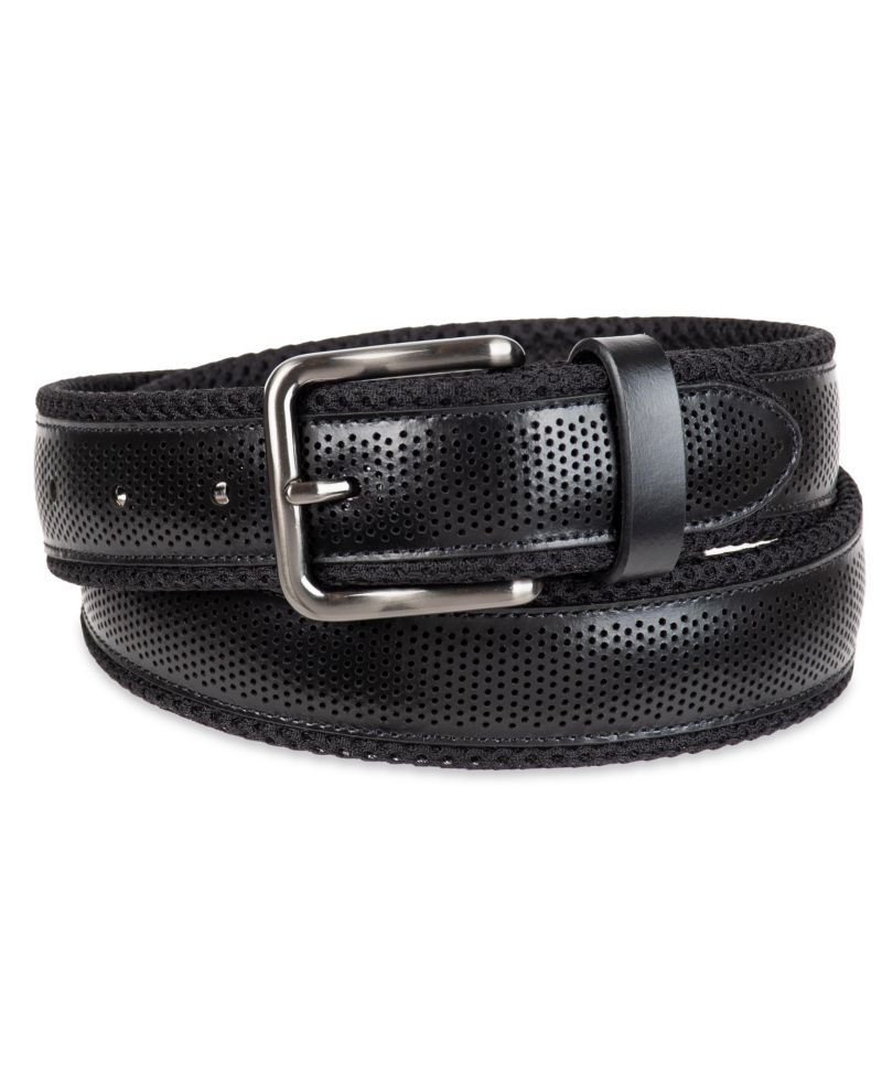 Men's Neoprene with Perforated Leather Overlay Casual Belt