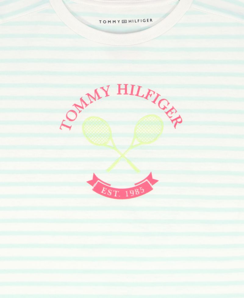 Girls' 7-16 Round Neck Stripe T-Shirt