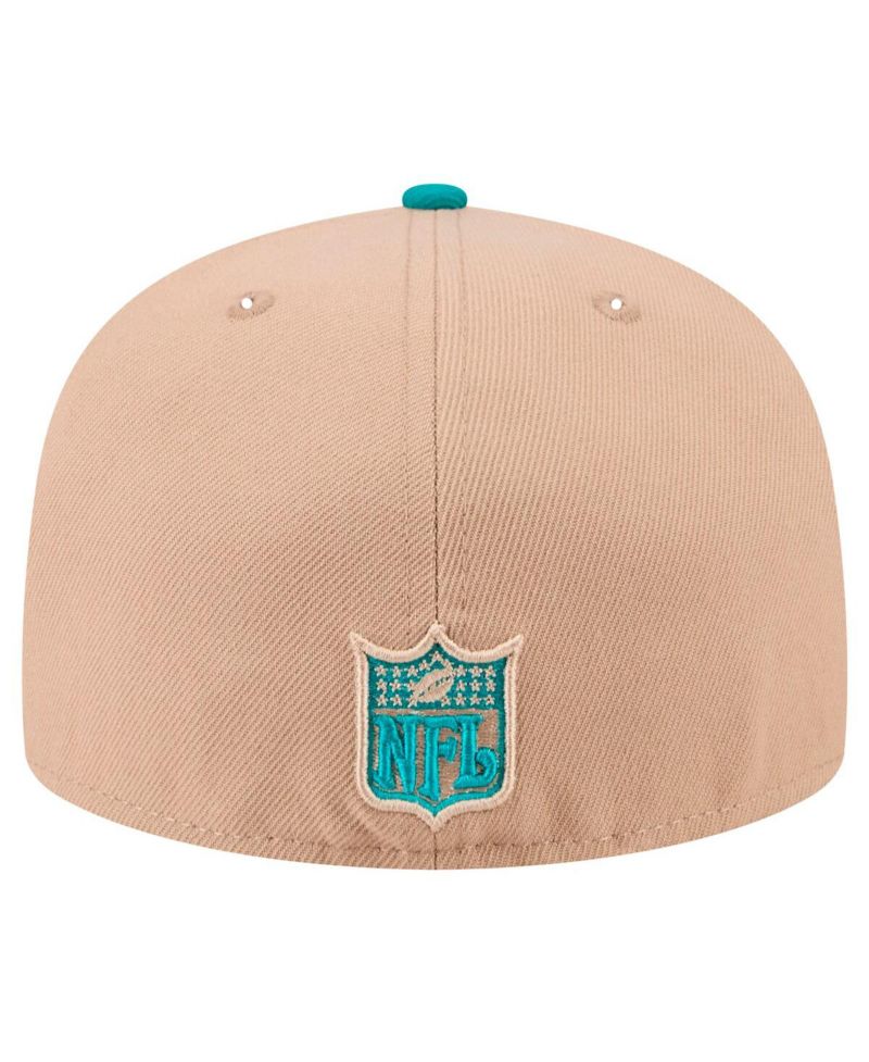 Men's Tan, Aqua Miami Dolphins Throwback Logo Main 59FIFTY Fitted Hat
