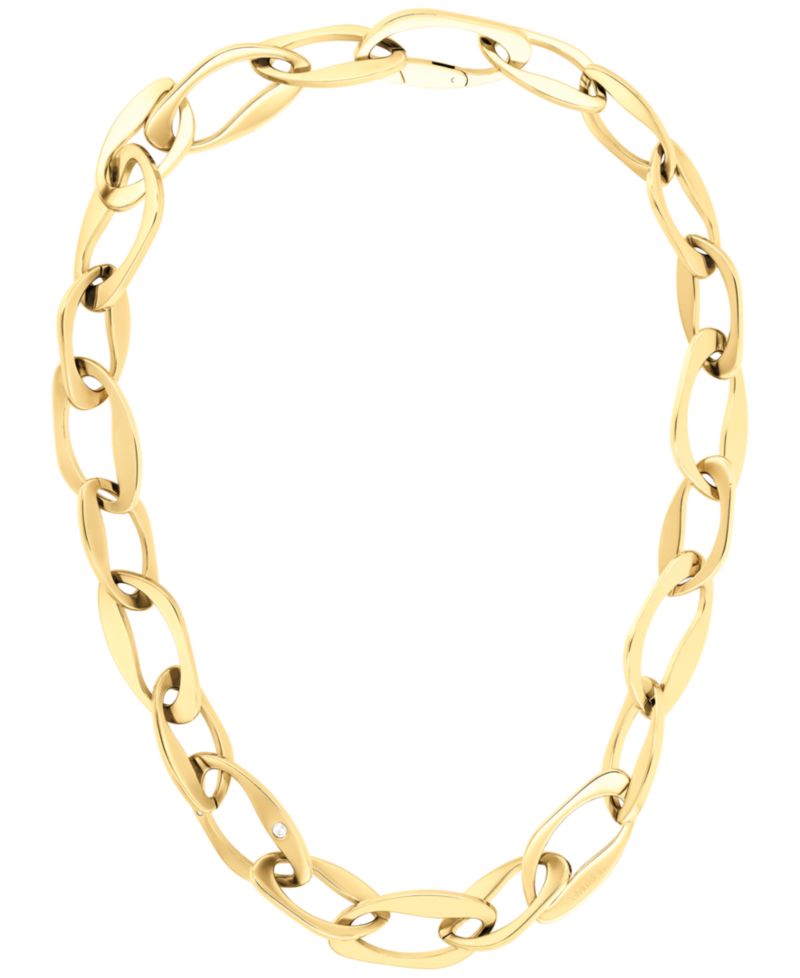 Pav&eacute; Sculpted Link Collar Necklace, 16-7/8" + 2" extender