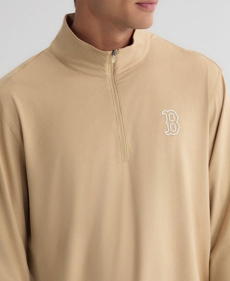 Men's Khaki Boston Red Sox Clutch Quarter-Zip Pullover Sweatshirt