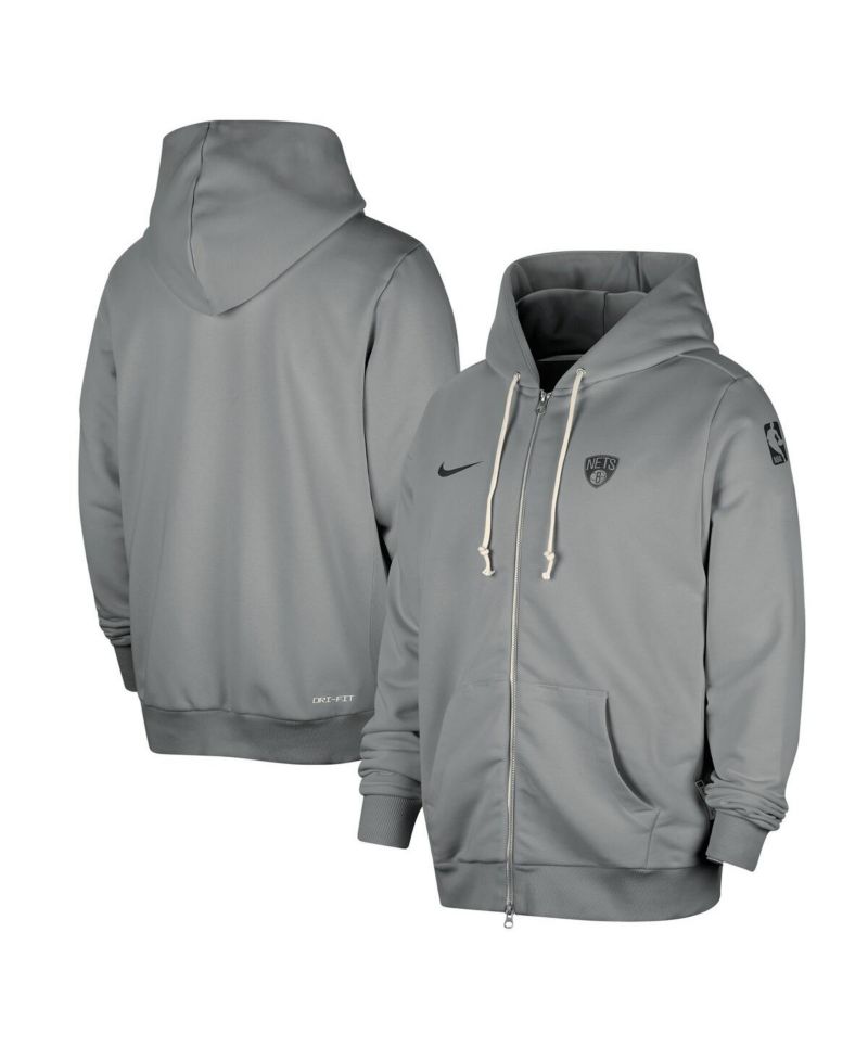 Men's Gray Brooklyn Nets Authentic Standard Issue Full-Zip Hoodie Jacket