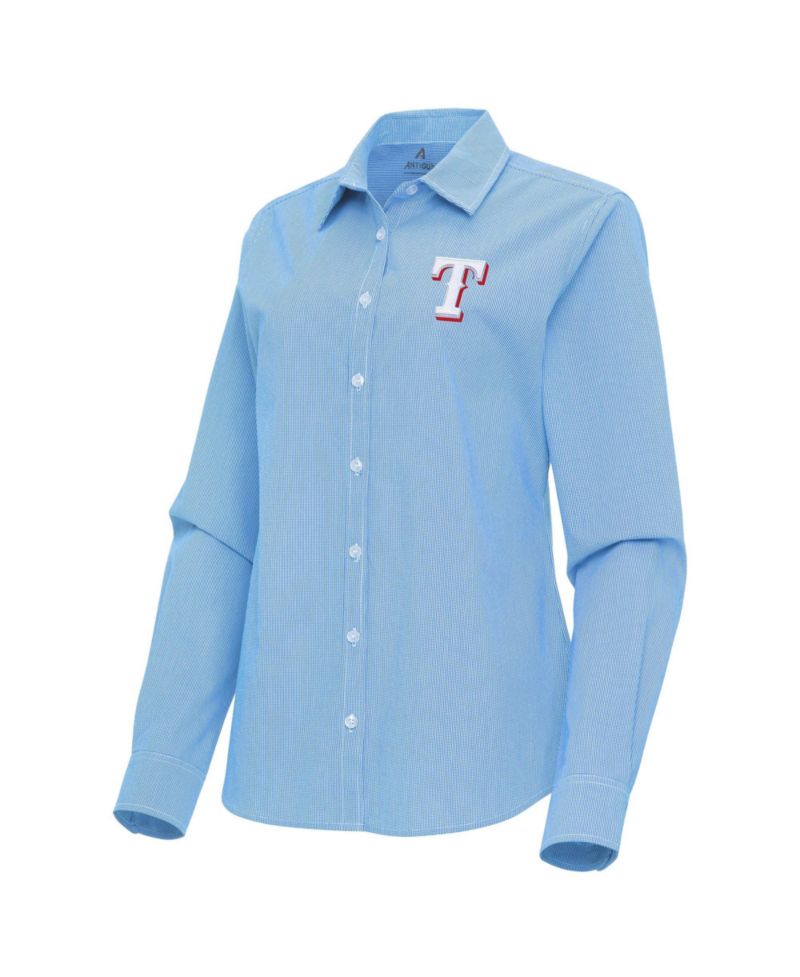 Women's Powder Blue Texas Rangers Porter Woven Long Sleeve Button-Up Shirt
