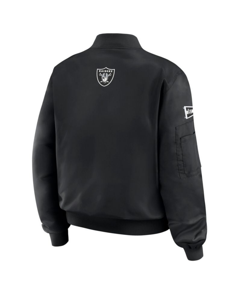 Women's Black Las Vegas Raiders Patch Full-Zip Bomber Jacket