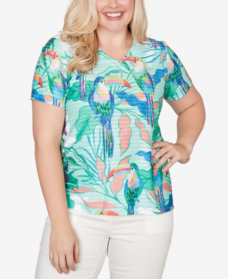 Petite Resort Living Toucan Textured Short-Sleeve T-Shirt