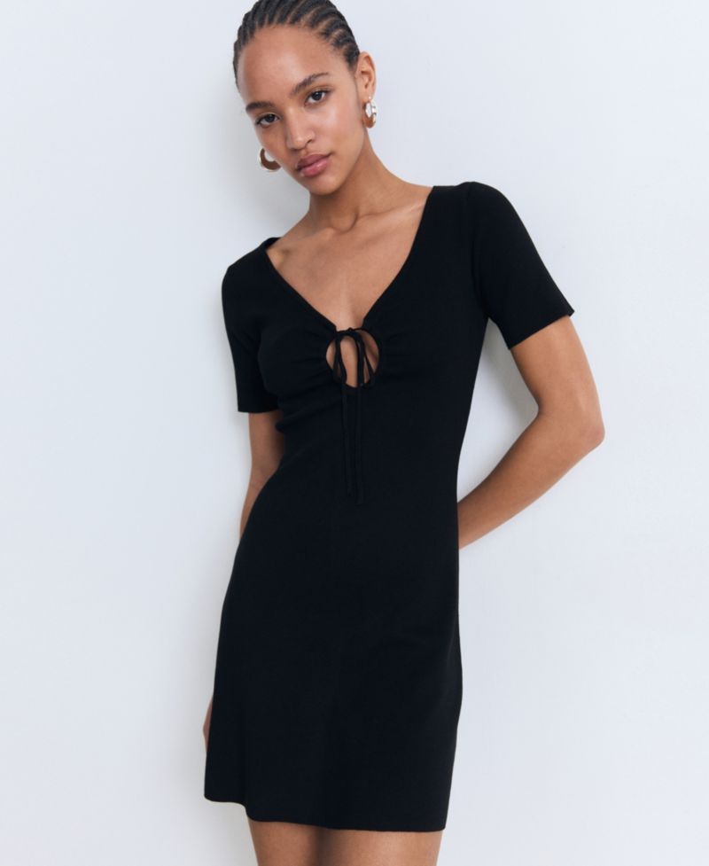 Women's Bow Neckline Knitted Dress
