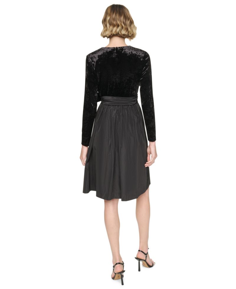 Women's V-Neck Fit & Flare Velvet Dress
