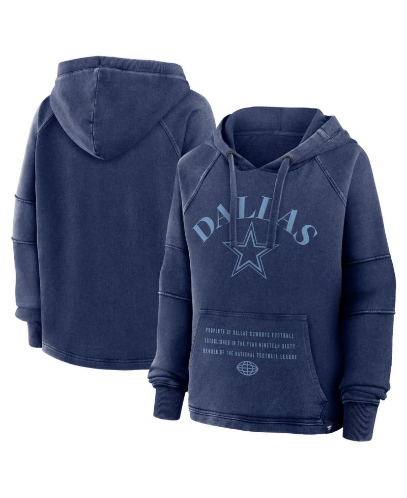 Women's Navy Dallas Cowboys Oversized Raglan Gridiron Hoodie