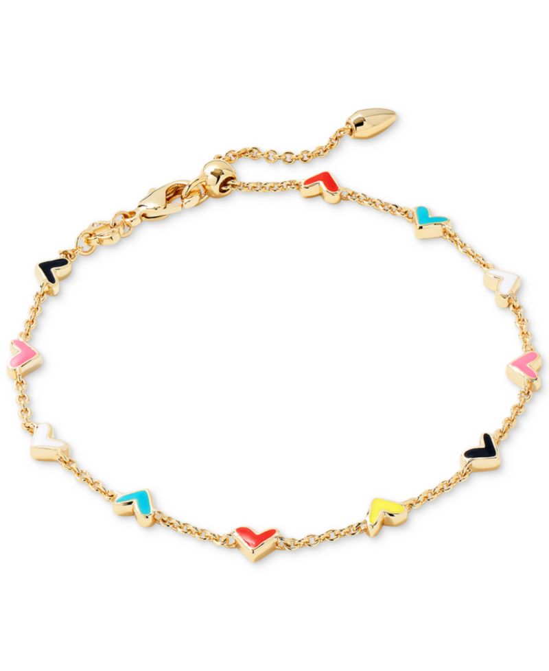 14k Gold-Plated Color Heart Adjustable Link Bracelet