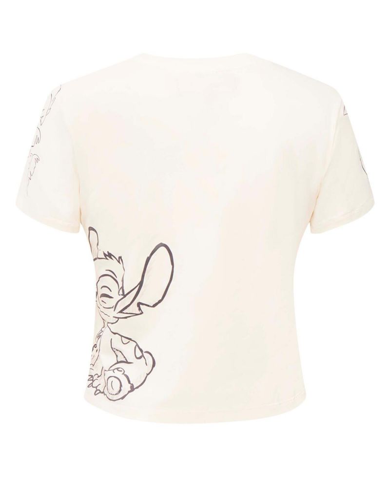 Women's Cream Lilo and Stitch Nose Kiss Baby Doll T-Shirt