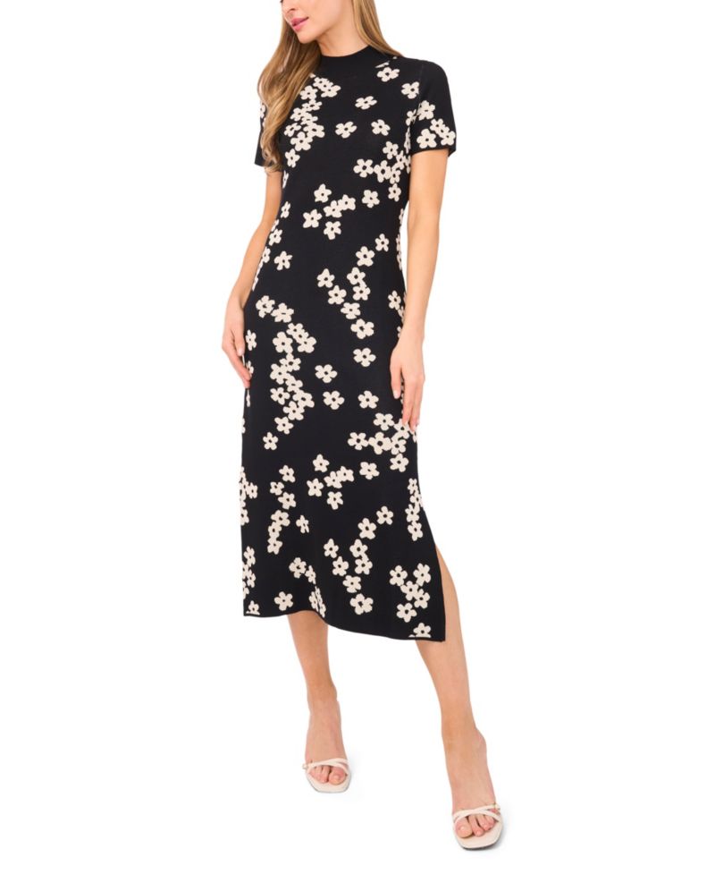 Women's Flower Jacquard Maxi Knit Dress
