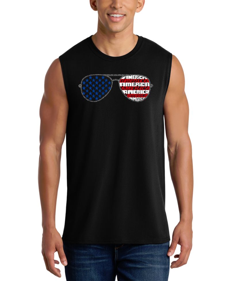 Men's Patriotic Sunglasses American Flag Graphic Tank Top