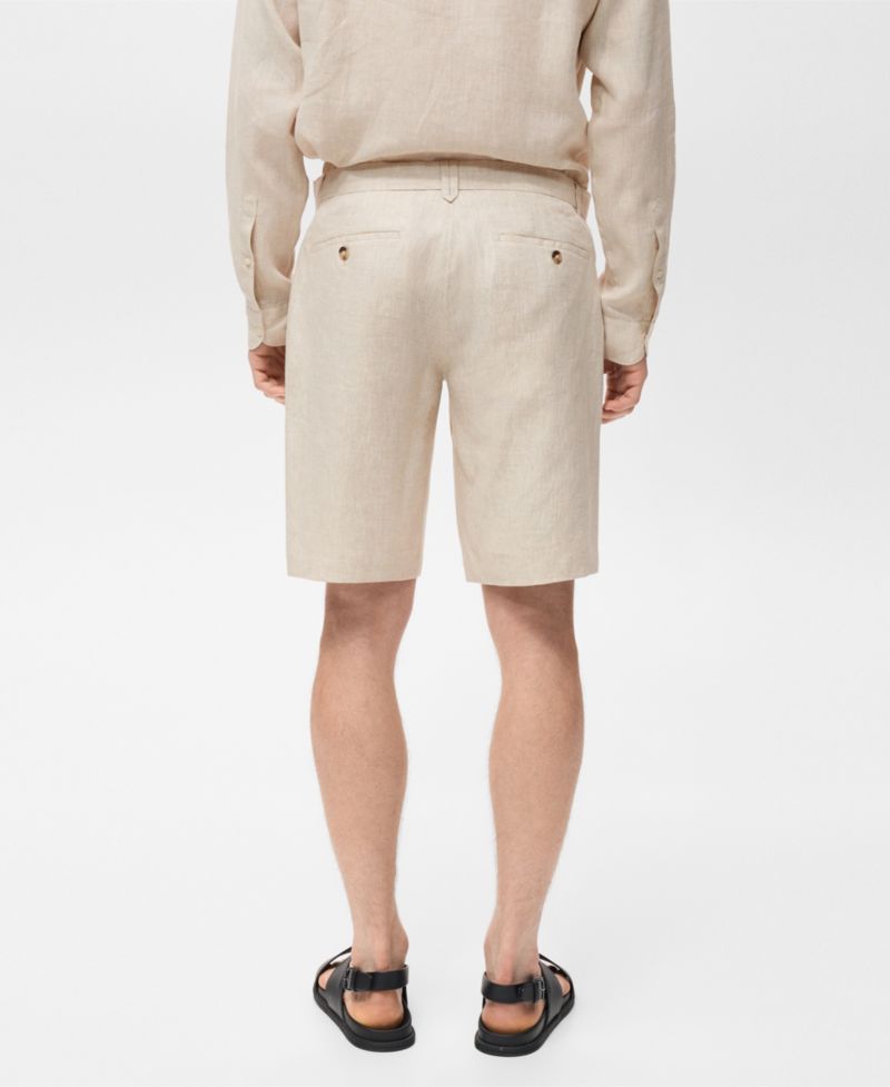 Men's Slim-Fit Linen Bermuda Shorts