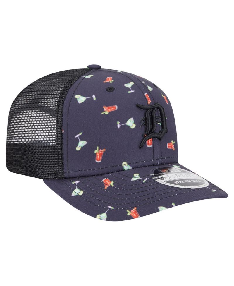 Men's Black Detroit Tigers Adventure Drinks Pattern 9SEVENTY Stretch-Snap Hat