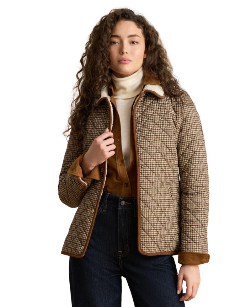Women's Faux-Sherpa-Collar Quilted Coat