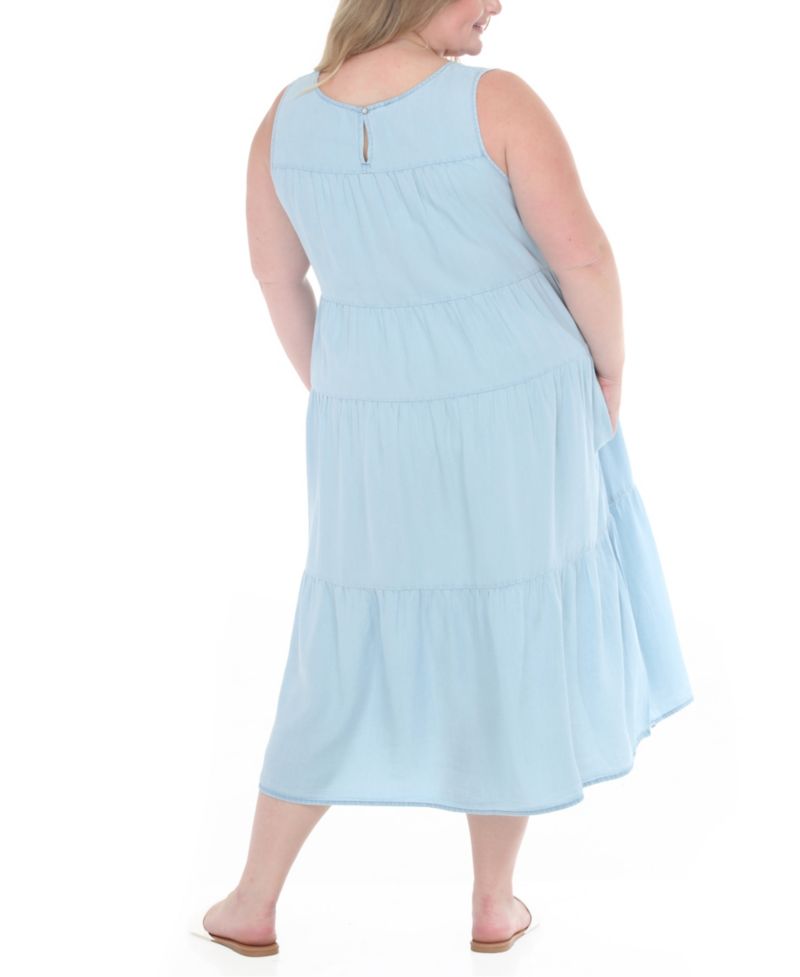 Plus Size Sleeveless Tiered Swing Midi Dress