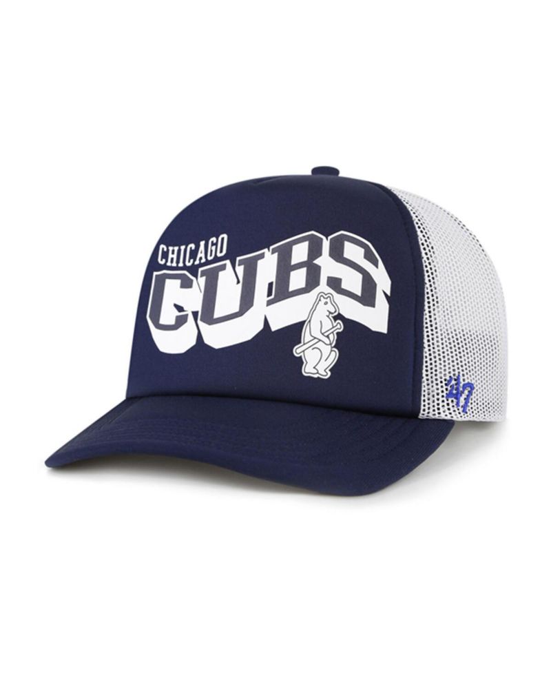 Men's Navy Chicago Cubs Meander Foam Trucker Snapback Hat