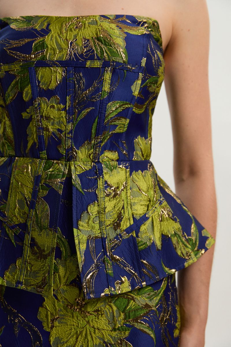 Women's Floral Jacquard Midi Pencil Dress