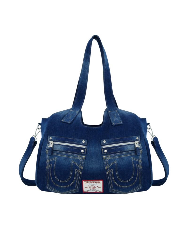 Horseshoe Stitch DARK DENIM Satchel Bag