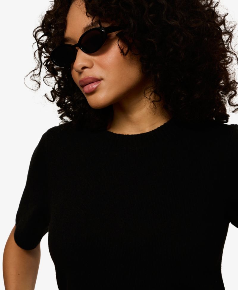 Petite Short-Sleeve Crewneck Sweater