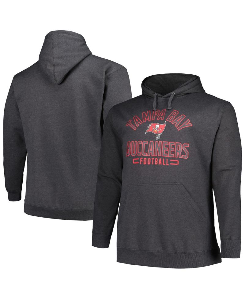 Men's Heather Charcoal Tampa Bay Buccaneers Big and Tall Pullover Hoodie