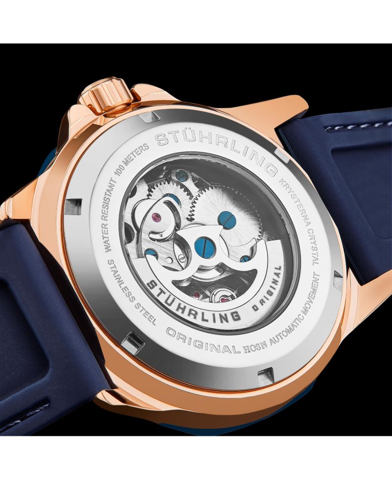 Edwardian 4018 Men s Automatic Skeleton Watch - 44mm Stainless Steel Case, Skeleton Dial, Silicone Strap