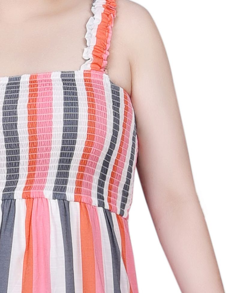 Petite Smocked-Bodice Tiered Midi Dress