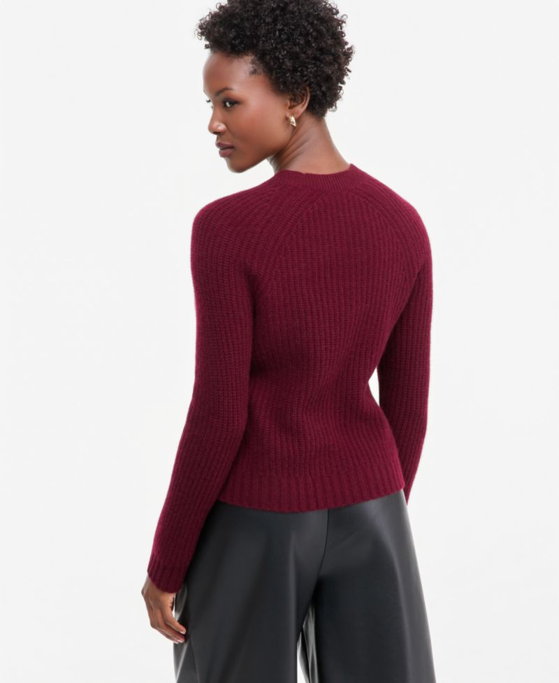 Plus Size 100% Cashmere Shaker Stitch Crewneck Sweater