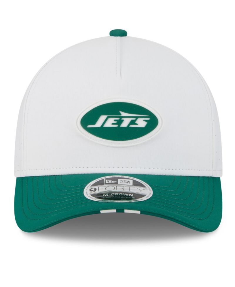 Men's White/Green New York Jets 2025 NFL Training Camp A-Frame 9FORTY Adjustable Hat