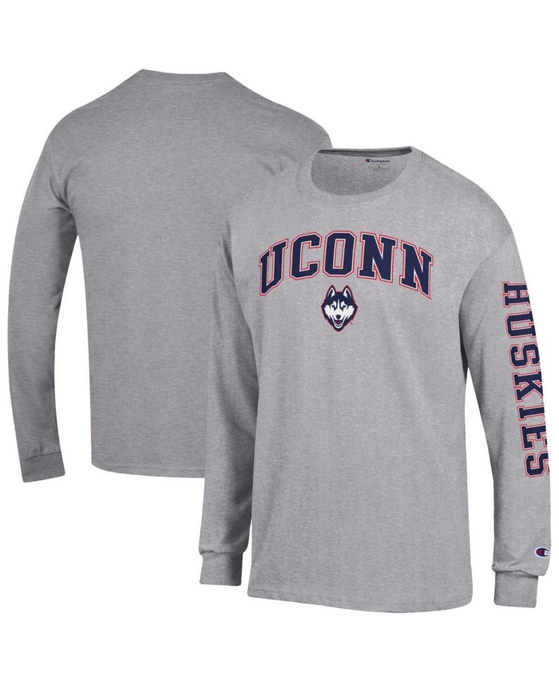 Men's Navy UConn Huskies Arch Over Logo 2-Hit Long Sleeve T-Shirt