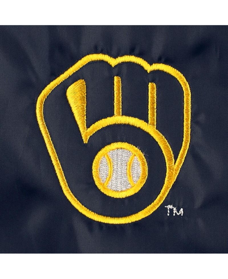 Men's Navy Milwaukee Brewers Coach's Raglan Full-Snap Windbreaker Jacket