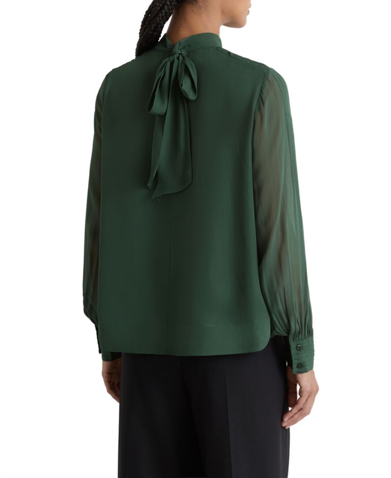 Women's Ottilie High-Neck Pintuck-Detail Long-Sleeve Blouse