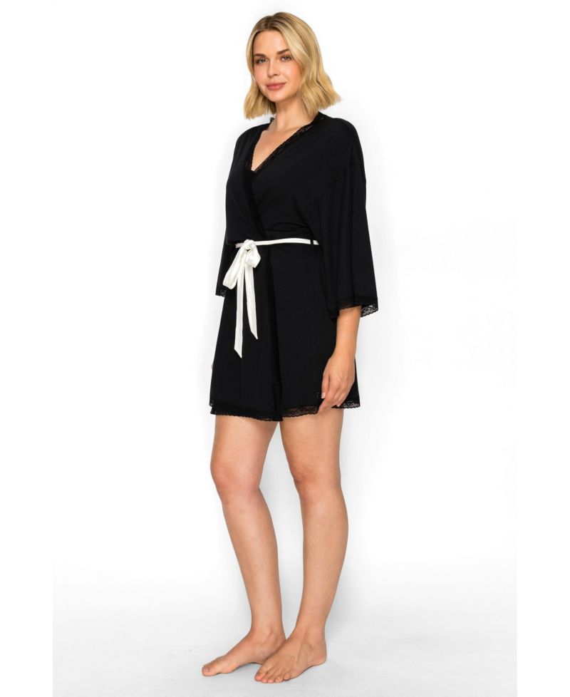 Women's Wrap Short Yummy Jersey Cozy Robe