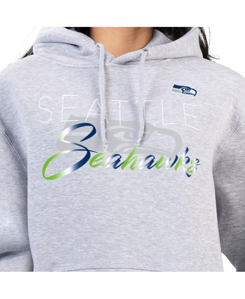 Women's Gray Seattle Seahawks Shadow Logo Fleece Pullover Hoodie