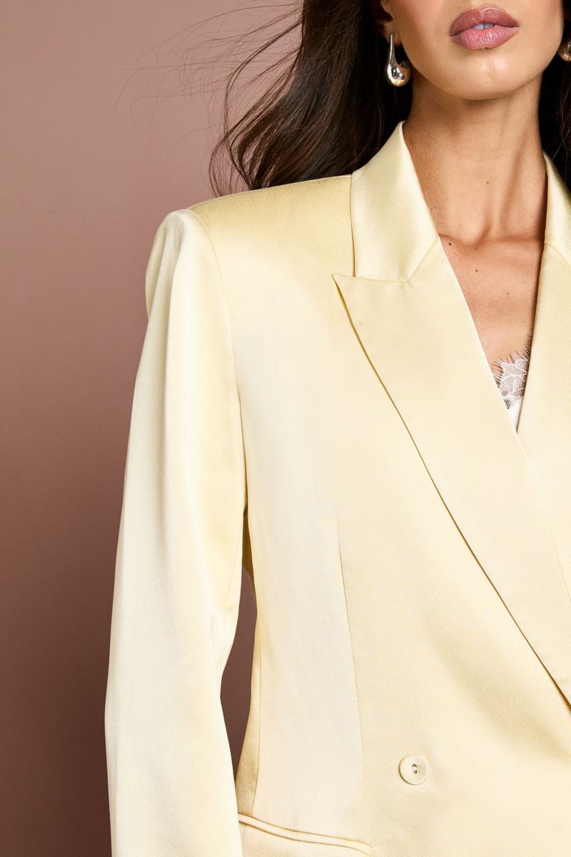 Women's Tailored Double-Breasted Satin Blazer