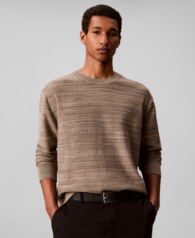 Men's Textured Breathable Crewneck Sweater
