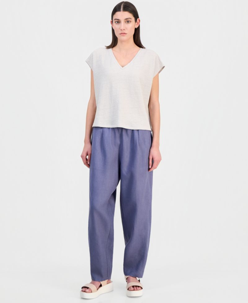 Women's Cotton Jacquard V-Neck Top