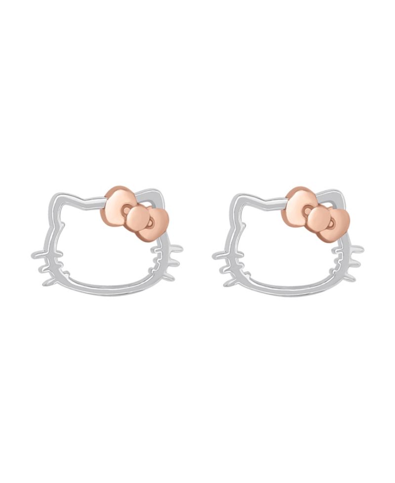 2-Pc. Two-Tone Hello Kitty Necklace and Earrings Set in Sterling Silver