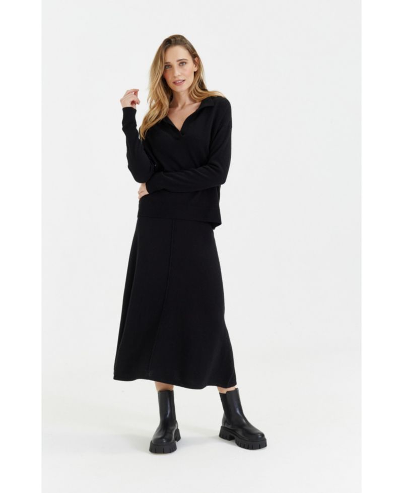 Women's Chinti and Parker Wool Cashmere Blend V Neck Collared Sweater