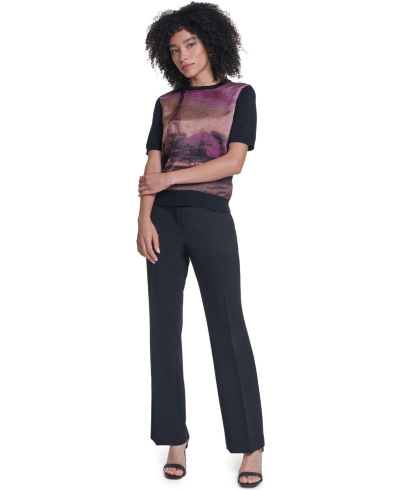 Women's Graphic-Print Short-Sleeve Sweater