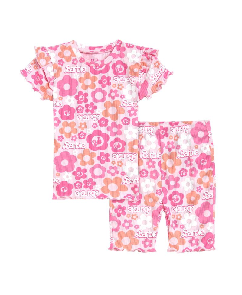 Girls Ribbed T-Shirt and Shorts Outfit Set
