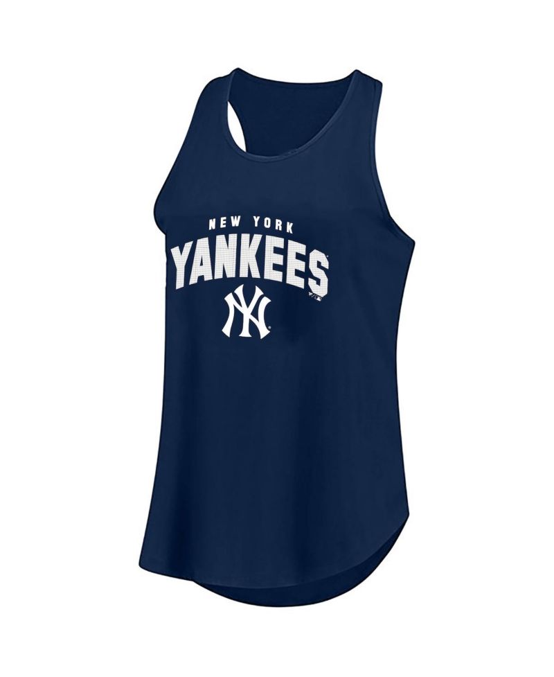 Women's Navy New York Yankees Plus Size Wordmark Racerback Scoop Neck Tank Top