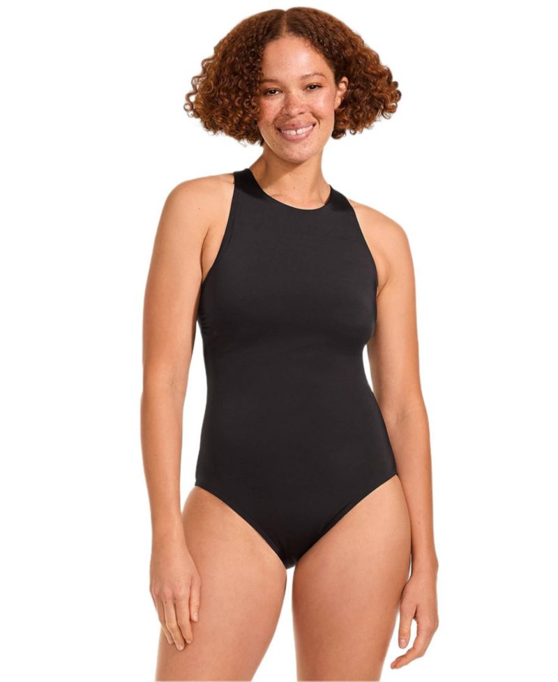 Women's Tugless High Neck Portrait Back One Piece Swimsuit