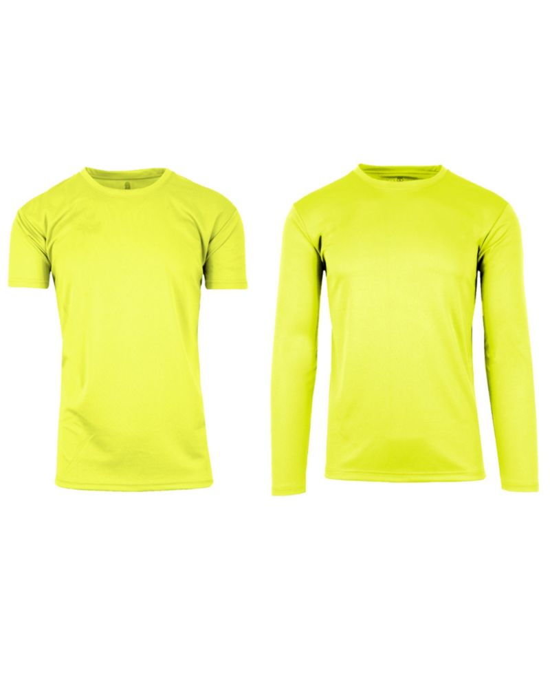 Men's Short Sleeve Long Sleeve Moisture-Wicking Quick Dry Performance Crew Neck Tee-2 Pack
