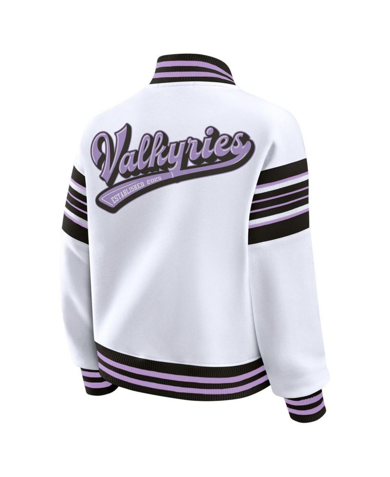 Women's White/Black Golden State Valkyries Plus Size Full-Snap Fleece Sweatshirt Jacket