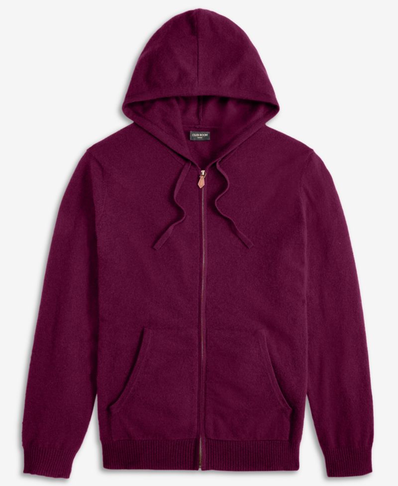Men's Cashmere Long-Sleeve Hooded Zip-Up Sweater
